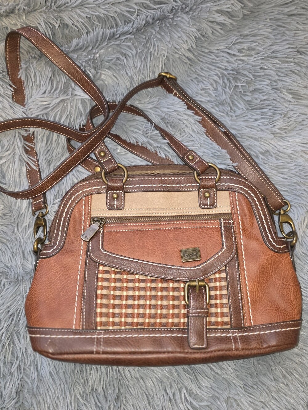 B.O.C. Brown Multi-Texture Crossbody Bag
